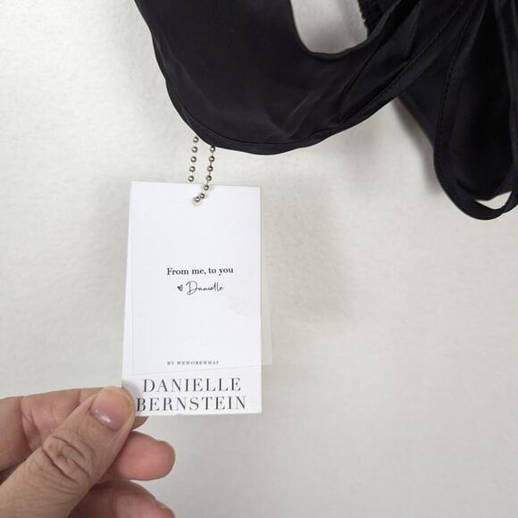 NWT Danielle Bernstein Black Stretch Charmeuse High Neck Halter Top - Picture 7 of 9